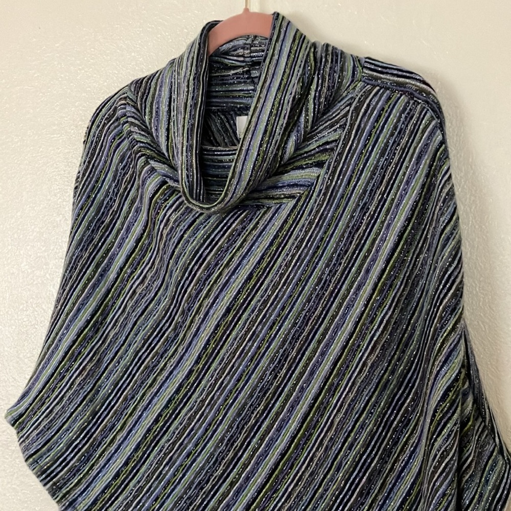 VTG Hot in Hollywood Knit Striped Poncho, OS